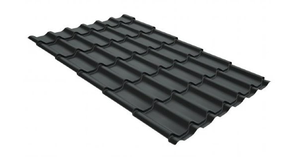 Металлочерепица классик GL 0,5 GreenCoat Pural Matt RR 23 темно-серый (RAL 7024 мокрый асфальт) купить в Угличе