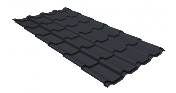 Металлочерепица камея GL 0,5 GreenCoat Pural matt RR 23 темно-серый (RAL 7024 мокрый асфальт) купить в Угличе