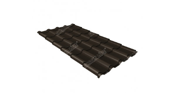 Металлочерепица камея GL 0,5 GreenCoat Pural RR 32 темно-коричневый (RAL 8019 серо-коричневый) купить в Угличе