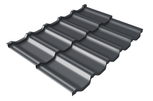 Металлочерепица модульная Квинта Uno Grand Line c 3D резом 0,5 Quarzit lite RAL 7024 мокрый асфальт купить в Угличе