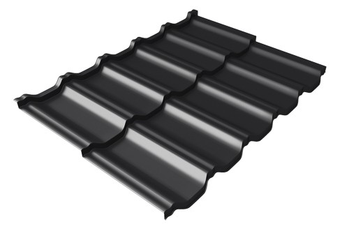 Металлочерепица модульная Квинта Uno Grand Line c 3D резом 0,5 GreenСoat Pural Matt RR 33 черный (RAL 9005 черный) купить в Угличе