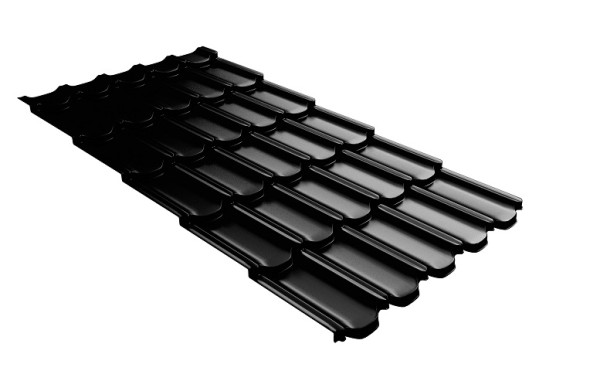 Металлочерепица квинта плюс с 3D резом 0,5 GreenСoat Pural Matt RR 33 черный (RAL 9005 черный) купить в Угличе