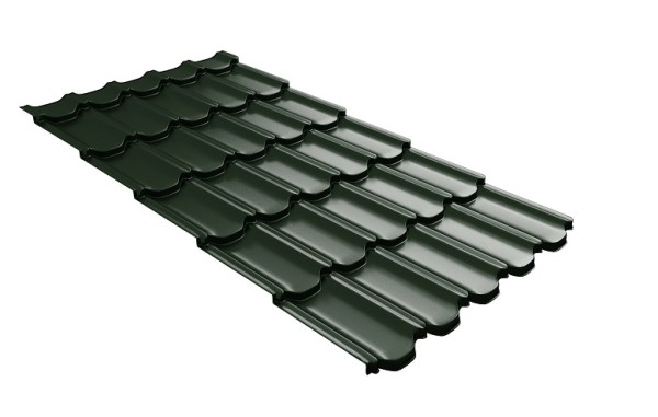 Металлочерепица квинта плюс с 3D резом 0,5 GreenСoat Pural RR 11 темно-зеленый (RAL 6020 хромовая зелень) купить в Угличе