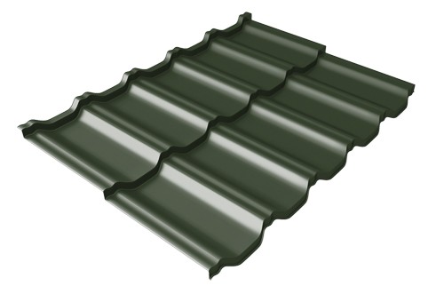 Металлочерепица модульная Квинта Uno Grand Line c 3D резом 0,5 GreenСoat Pural Matt RR 11 темно-зеленый (RAL 6020 хромовая зелень) купить в Угличе
