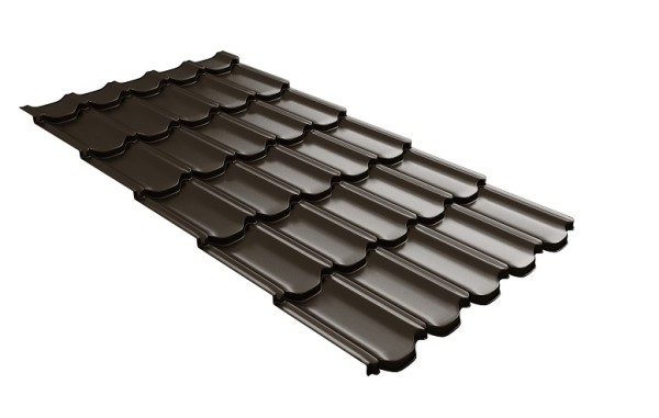Металлочерепица квинта плюс с 3D резом 0,5 GreenСoat Pural RR 32 темно-коричневый (RAL 8019 серо-коричневый) купить в Угличе