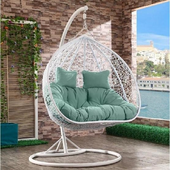 Кресло Подвесное из искусственного ротанга AFM-109A White/Green купить в Угличе
