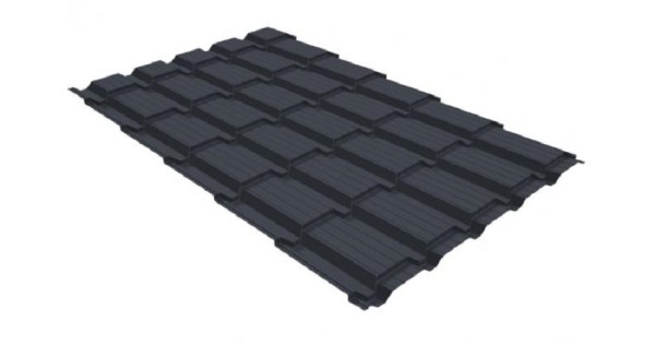 Металлочерепица GL квадро профи 0,5 GreenCoat Pural RR 23 темно-серый (RAL 7024) мокрый асфальт купить в Угличе
