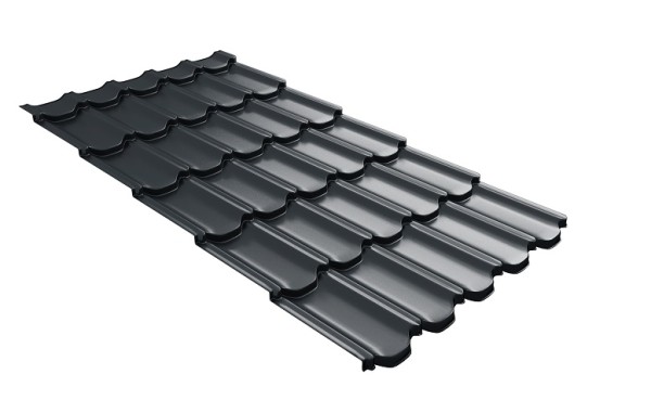 Металлочерепица квинта плюс с 3D резом 0,5 Satin RAL 7016 антрацитово-серый купить в Угличе