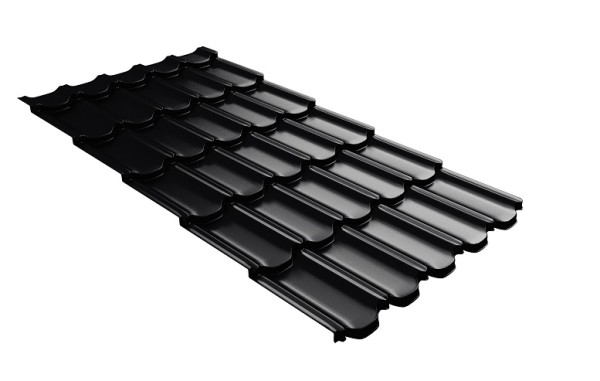 Металлочерепица квинта плюс с 3D резом 0,5 Satin Мatt RAL 9005 черный купить в Угличе