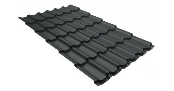Металлочерепица квинта плюс 0,5 GreenCoat Pural RR 23 темно-серый (RAL 7024 мокрый асфальт) купить в Угличе