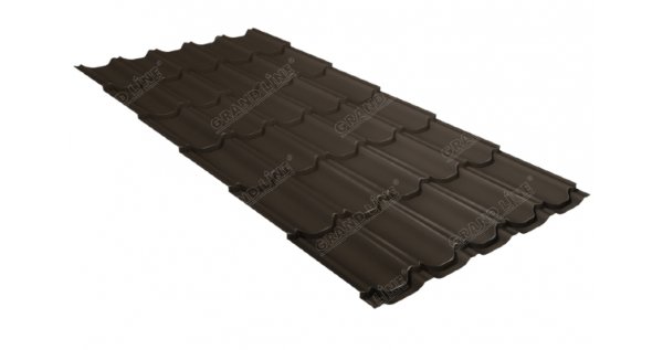 Металлочерепица квинта плюс 0,5 GreenCoat Pural Matt RR 32 темно-коричневый (RAL 8019 серо-коричневый) купить в Угличе